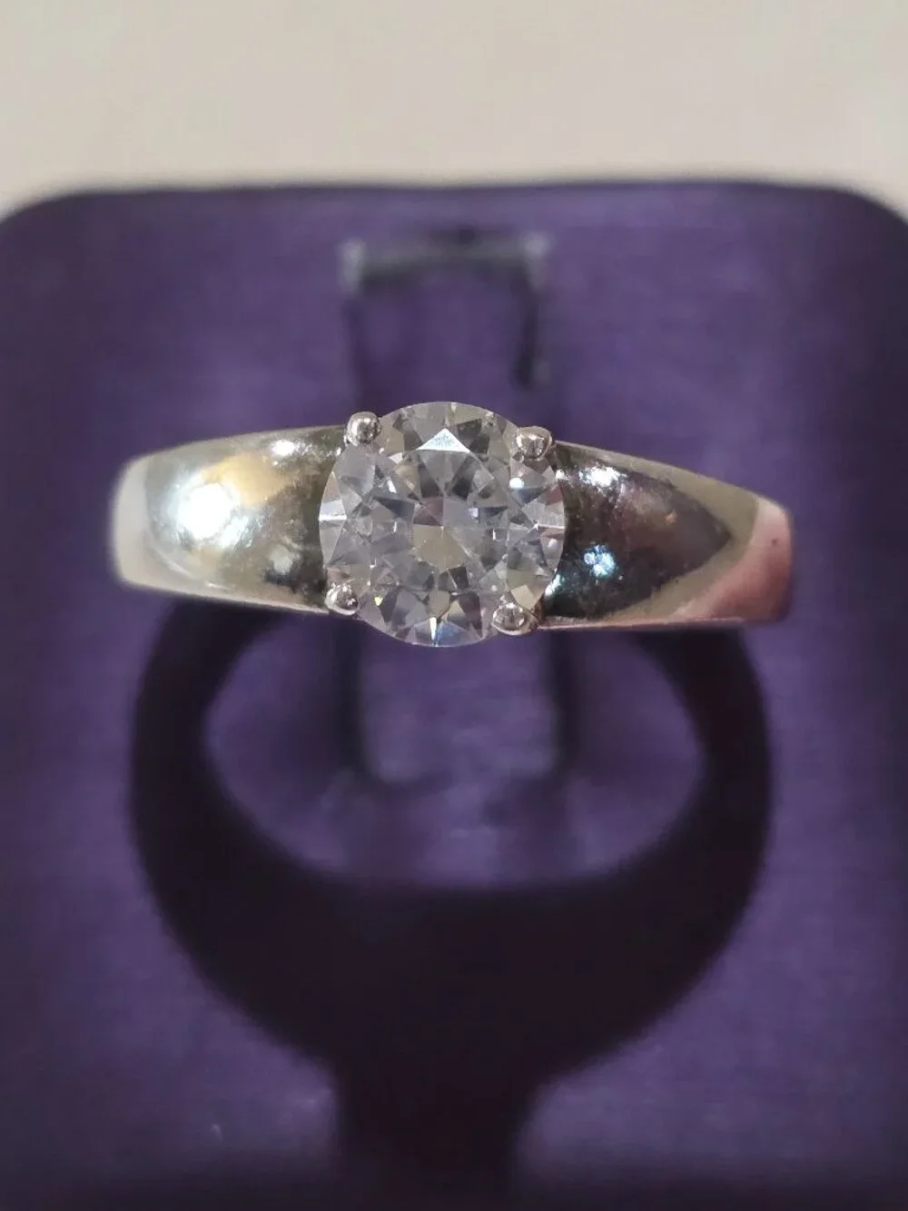 Vintage MCM Round Solitaire Sterling Silver Solitaire 925 GSJ Ring SZ 7